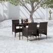 Juego de comedor de jardín 5 piezas con cojines negro