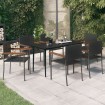 Juego de comedor para jardín 7 piezas negro