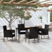 Juego de comedor para jardín 5 piezas negro