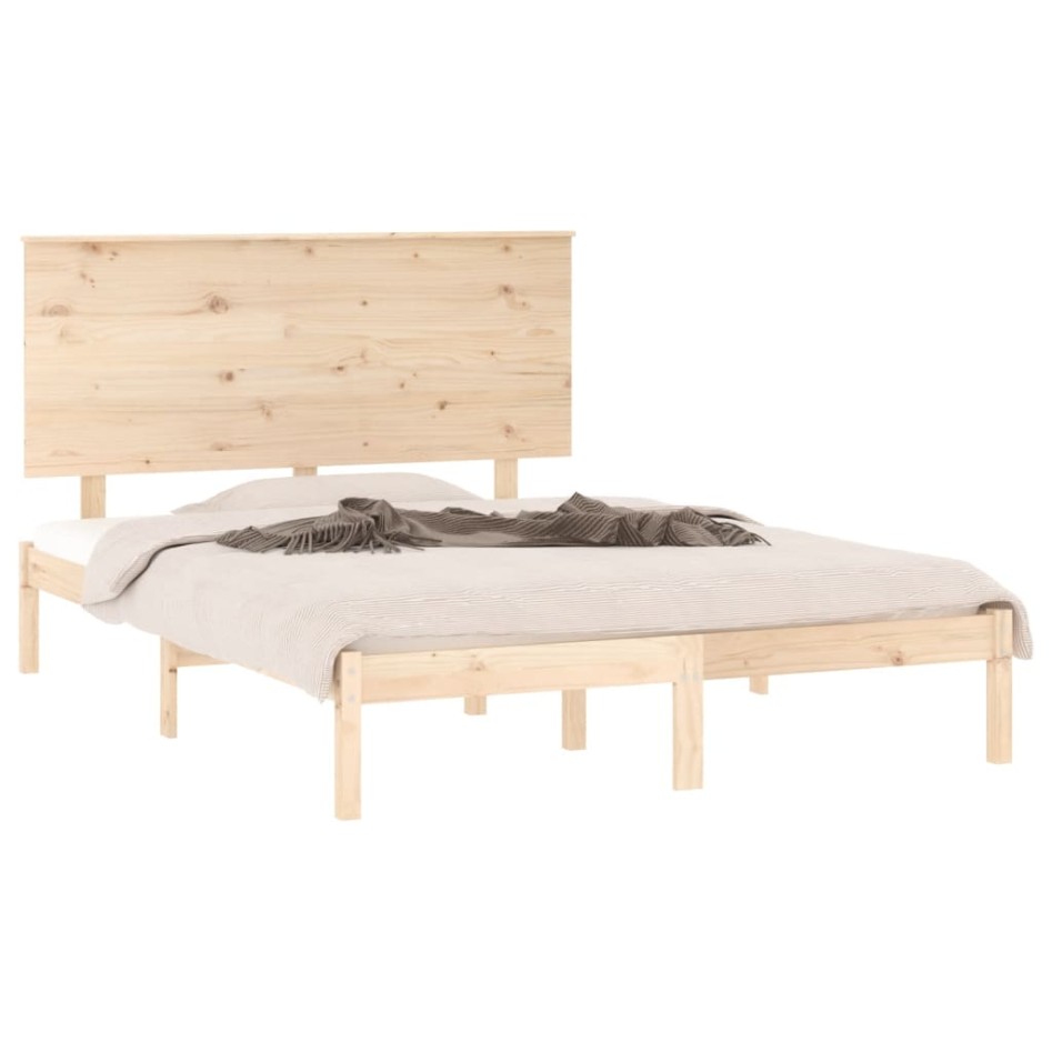 Estructura de cama sin colchón madera maciza de pino 140x190