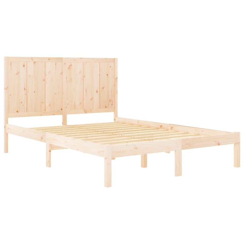 Estructura de cama sin colchón madera de pino blanca 140x200