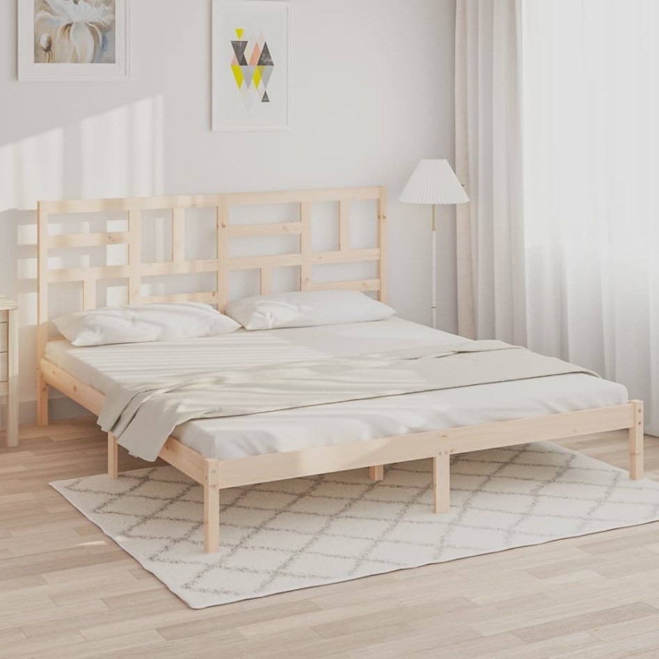 Estructura de cama sin colchón madera maciza 180x200