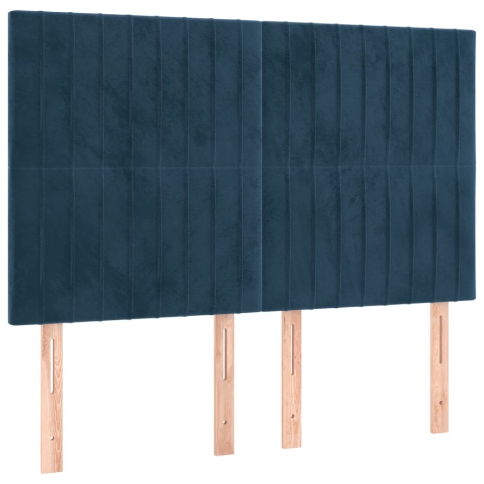 Cabeceros 4 unidades terciopelo azul oscuro 72x5x78/88