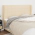 Cabecero con orejas de tela color crema 203x23x118/128