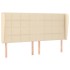 Cabecero con orejas de tela color crema 203x23x118/128