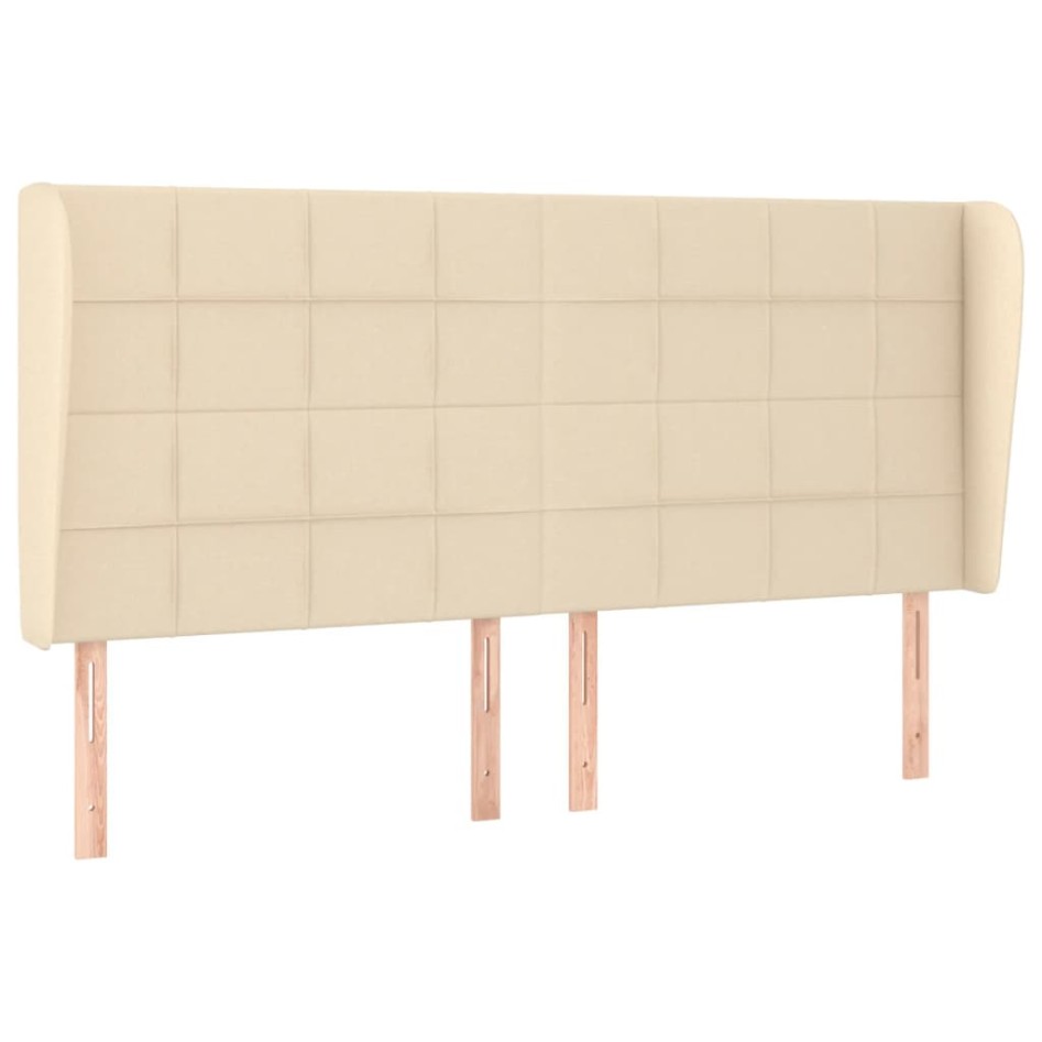 Cabecero con orejas de tela color crema 203x23x118/128