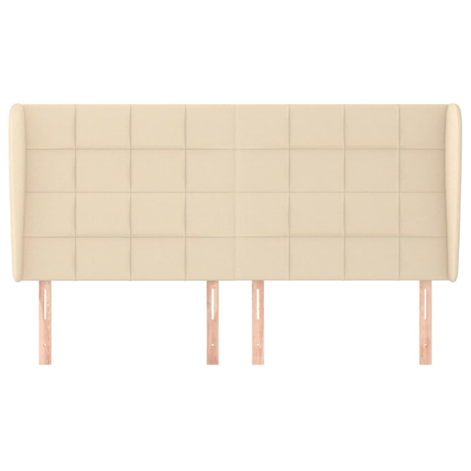 Cabecero con orejas de tela color crema 203x23x118/128