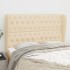 Cabecero con orejas de tela color crema 163x23x118/128