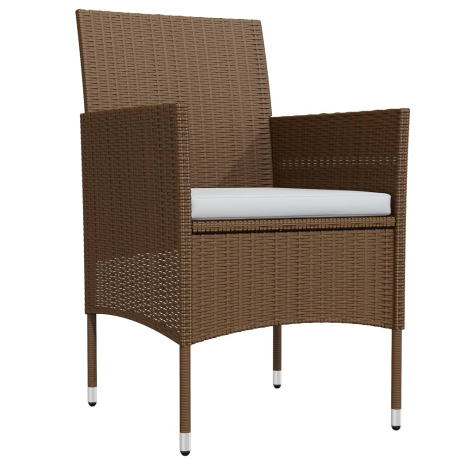 Juego de comedor de jardín 7 piezas con cojines marrón y