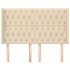 Cabecero con orejas de tela color crema 163x16x118/128