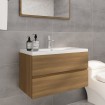 Mueble de baño con lavabo madera contrachapada marrón roble