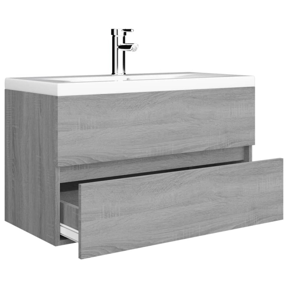Mueble de baño con lavabo madera contrachapada gris