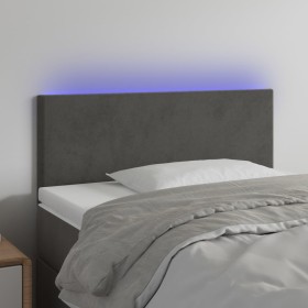 Cabecero con LED de terciopelo gris oscuro 100x5x78/88