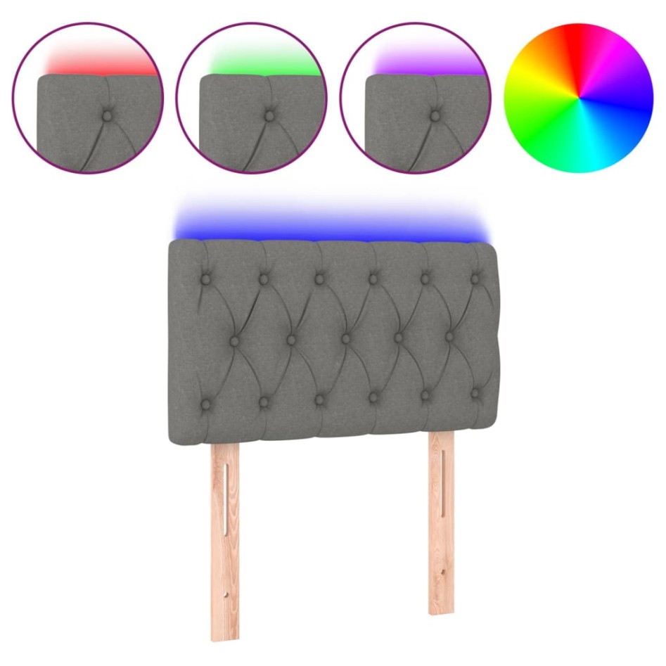 Cabecero con LED de tela gris claro 80x7x78/88