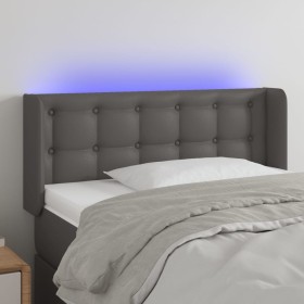 Cabecero con LED cuero sintético gris 103x16x78/88