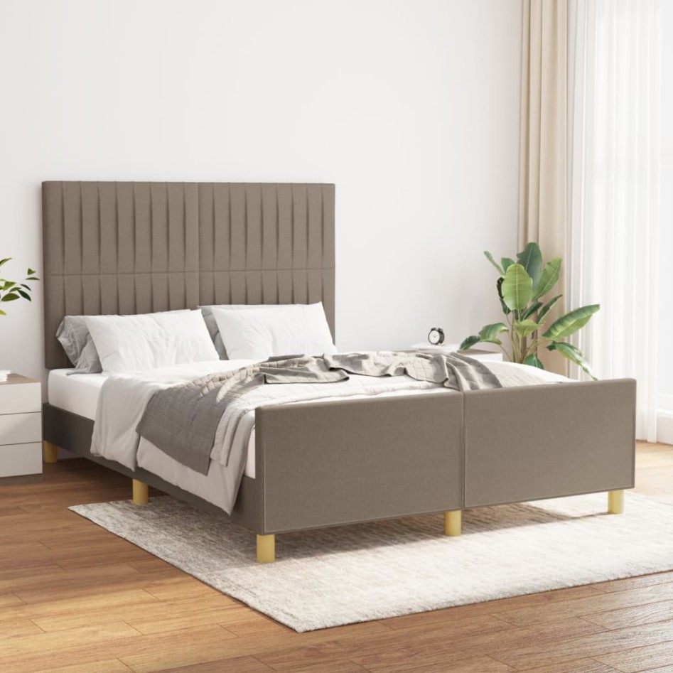 Cama sin colchón tela gris taupe 140x200