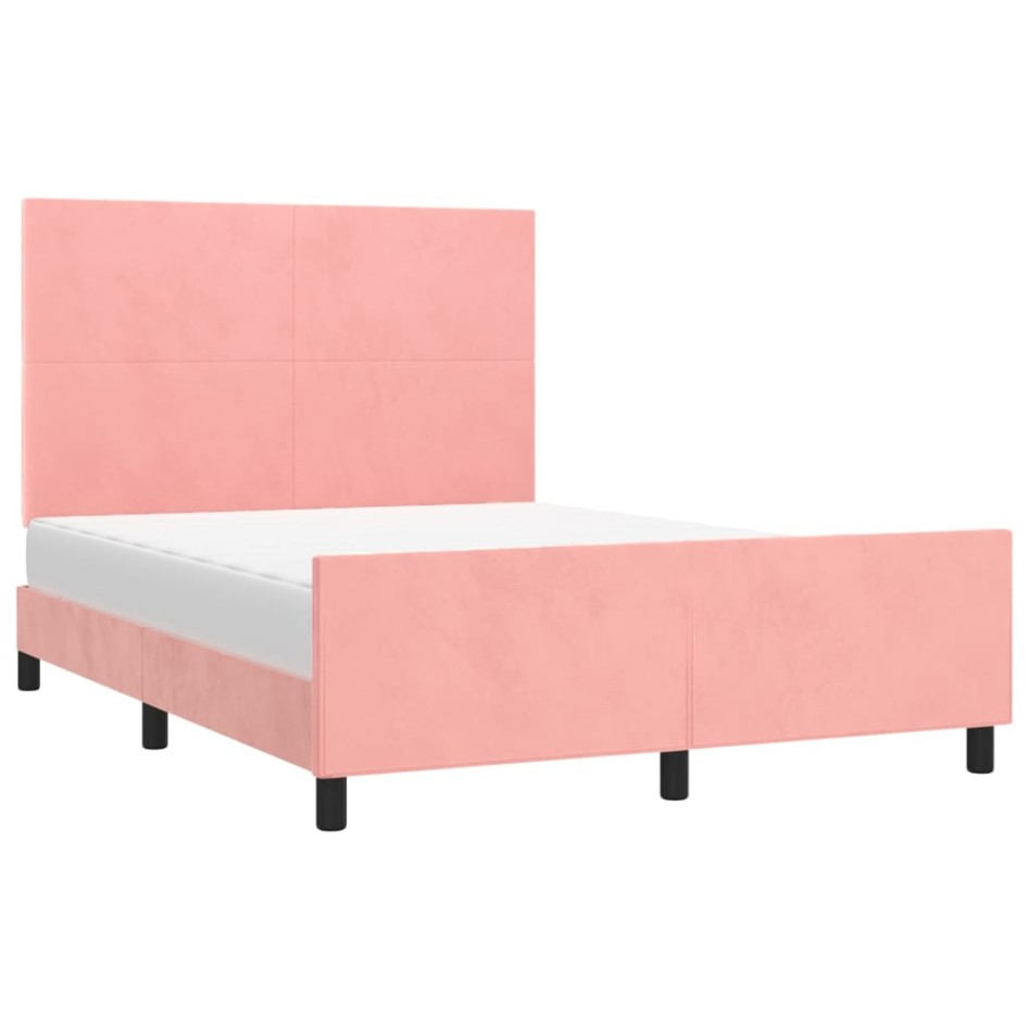 Estructura de cama sin colchón terciopelo rosa 140x200