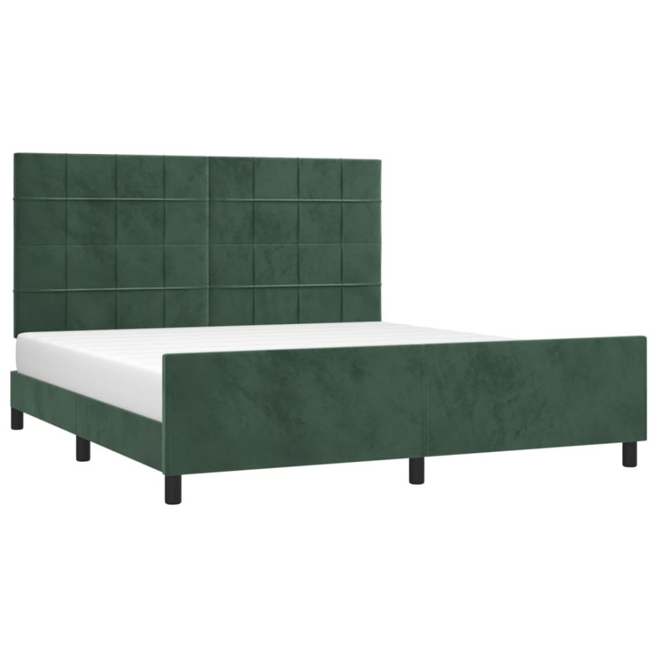 Estructura cama sin colchón terciopelo verde oscuro 160x200