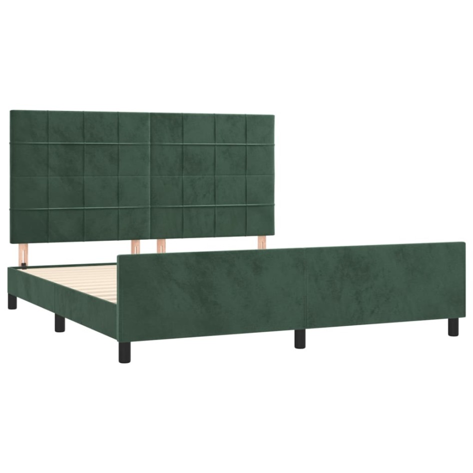 Estructura cama sin colchón terciopelo verde oscuro 160x200