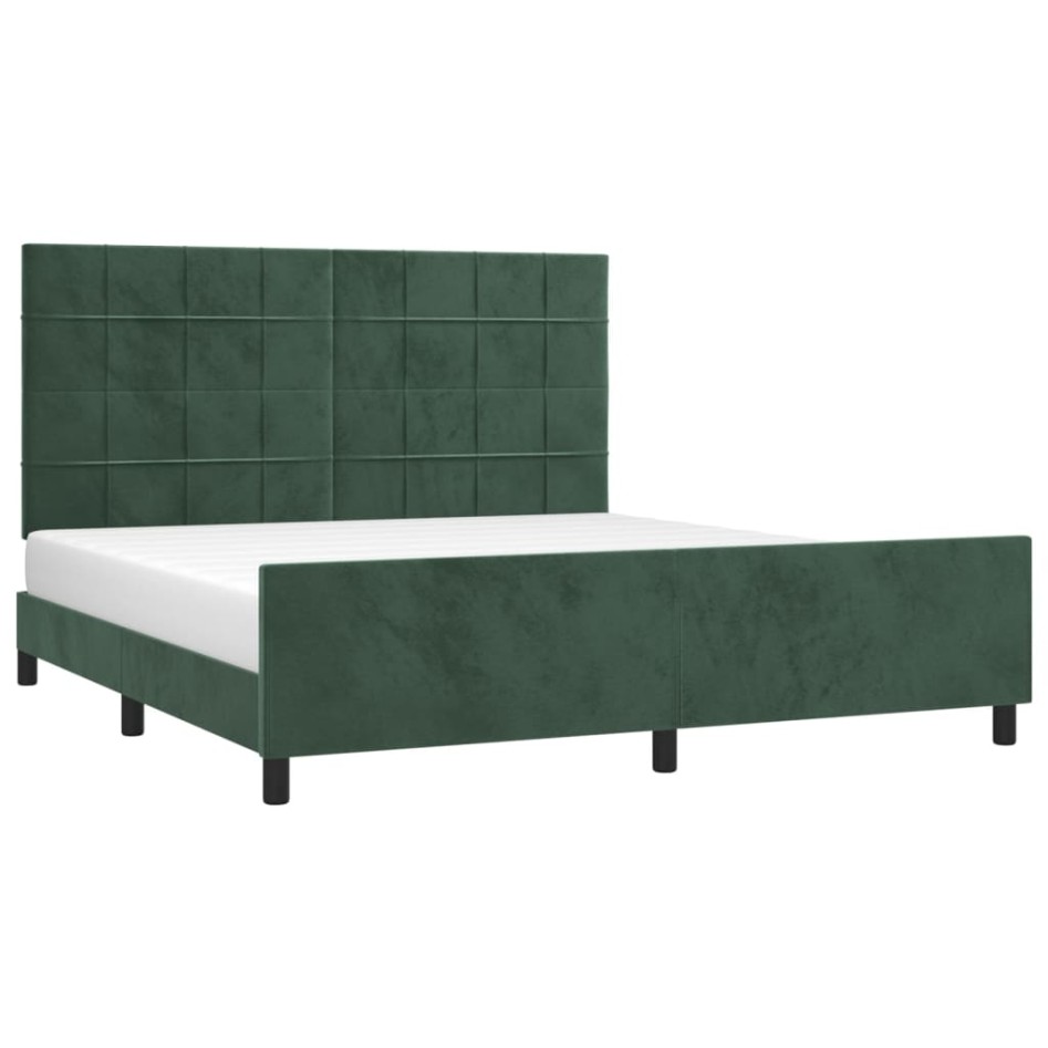 Estructura cama con cabecero terciopelo verde oscuro 180x200