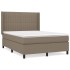 Cama box spring con colchón tela gris taupe 140x200