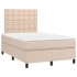 Cama box spring colchón LED cuero sintético capuchino