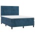 Cama box spring colchón y LED terciopelo azul oscuro 140x190