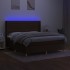 Cama box spring colchón luces LED tela marrón oscuro