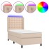 Cama box spring colchón LED cuero sintético capuchino