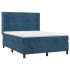 Cama box spring colchón y LED terciopelo azul oscuro 140x200