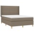 Cama box spring colchón y luces LED tela gris taupe 140x200