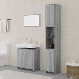 Set de muebles de baño 3 pzas madera contrachapada gris