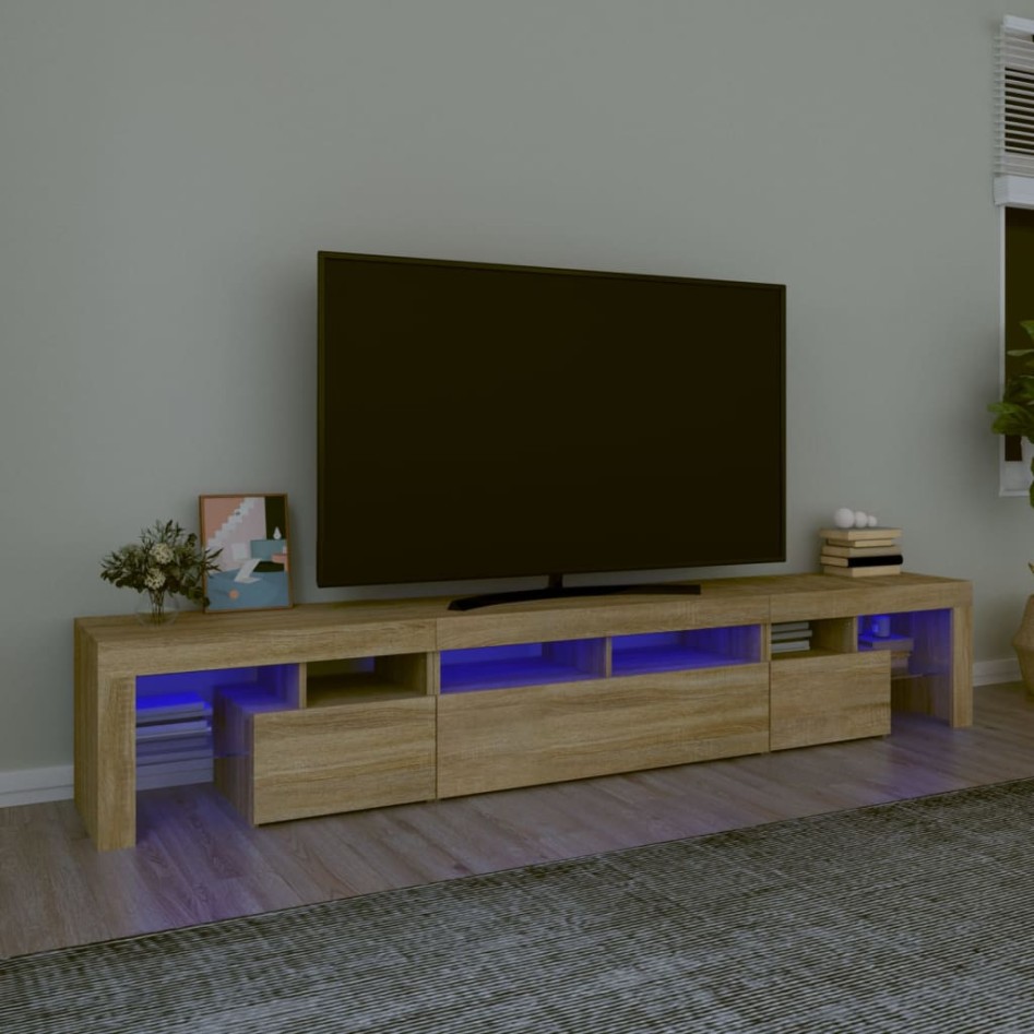 Mueble de TV con luces LED roble Sonoma 230x36,5x40