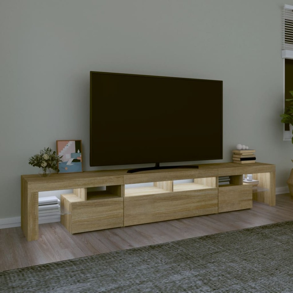 Mueble de TV con luces LED roble Sonoma 230x36,5x40