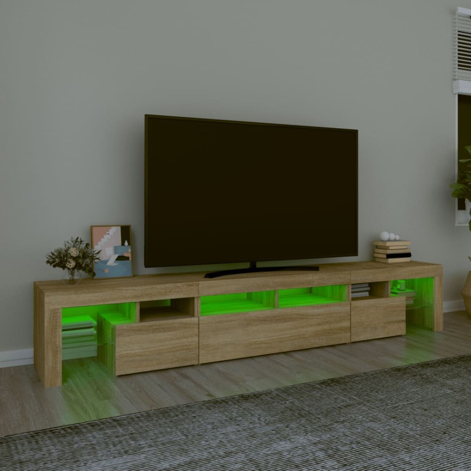 Mueble de TV con luces LED roble Sonoma 230x36,5x40