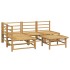 Set de muebles de jardín 5 piezas bambú y cojines gris