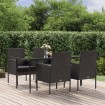 Set de muebles jardín 5 pzas con cojines ratán sintético negro