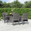 Juego de comedor para jardín 5 piezas con cojines gris y negro