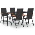 Juego comedor de jardín 5 piezas ratán sintético negro y