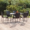 Juego de comedor de jardín 7 piezas ratán sintético negro