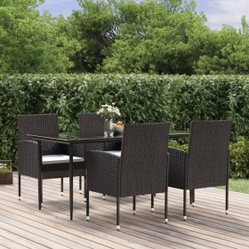 Set de muebles jardín 5 pzas con cojines ratán sintético