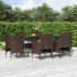 Juego de comedor de jardín 7 piezas con cojines marrón y