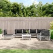 Juego de muebles de jardín 8 piezas con cojines acero blanco