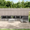 Juego de muebles de jardín 8 piezas con cojines acero blanco