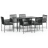Set comedor jardín 7 pzas y cojines acero ratán sintético
