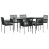 Set comedor jardín 7 pzas y cojines acero ratán sintético