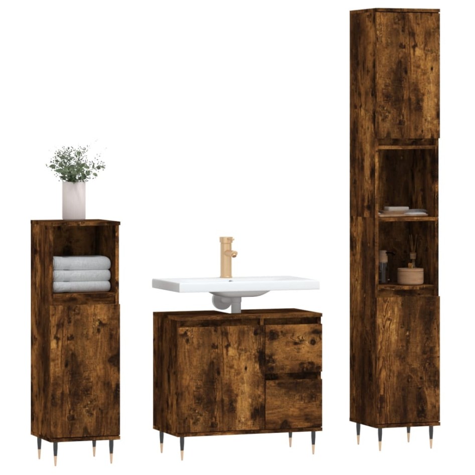 Set de muebles baño 3 pzas madera contrachapada roble