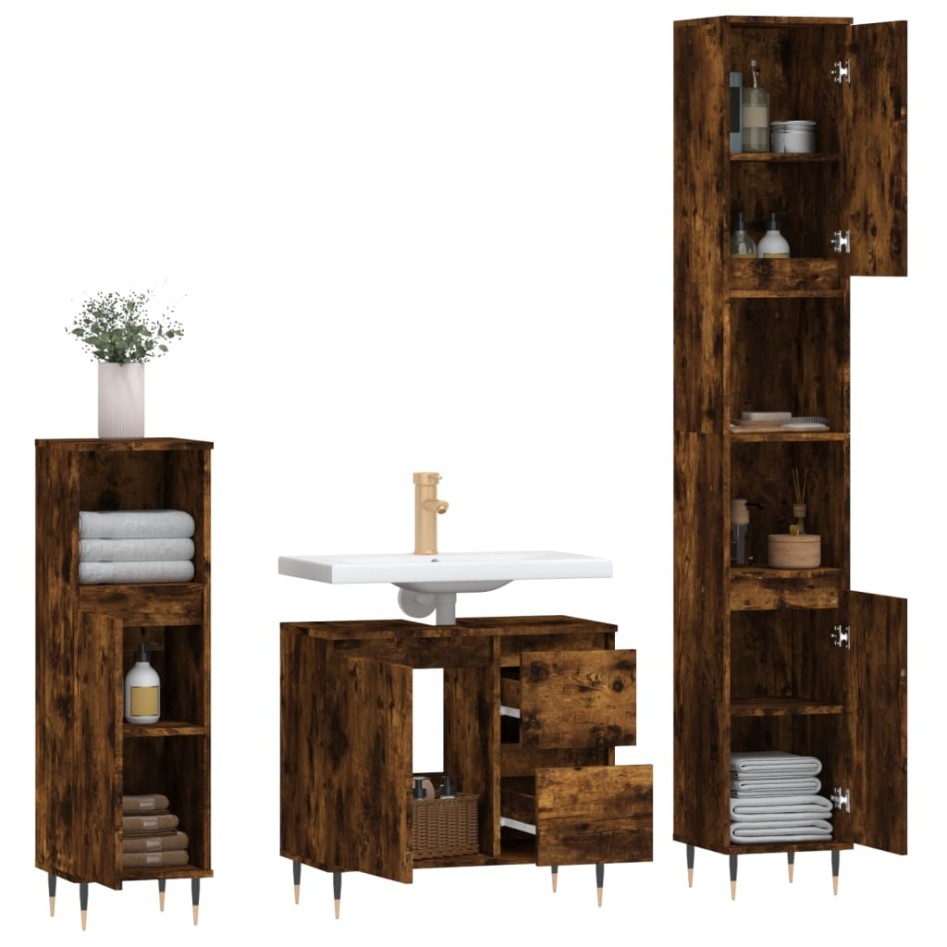 Set de muebles baño 3 pzas madera contrachapada roble