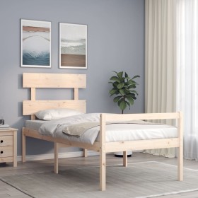 Cama para personas mayores con cabecero madera maciza 90x200