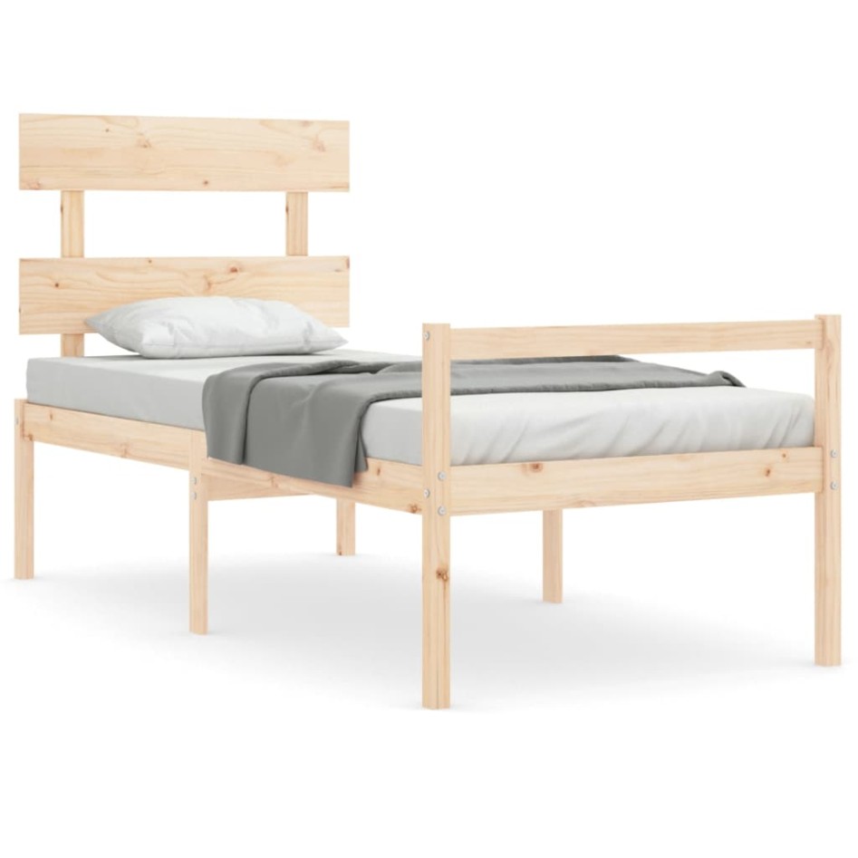 Cama para personas mayores con cabecero madera maciza 90x200